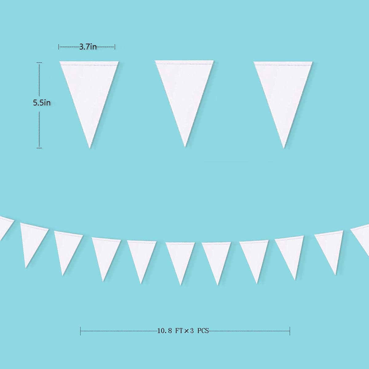 40 Ft White Party Decorations Triangle Pennant Banner Pearlescent Shimmer White Paper Flags Bunting for Graduation Wedding Bridal Shower Bachelorette Engagement Birthday Anniversary Hen Party Supplies