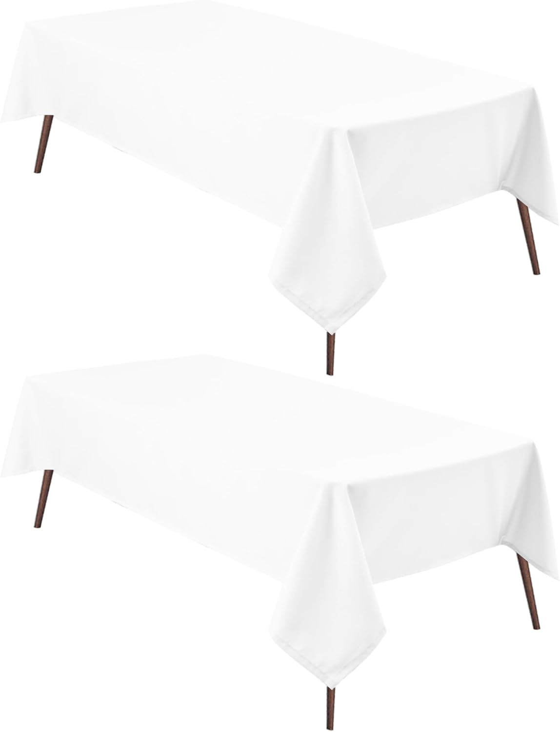 Hiasan 2 Pieces White Rectangle Tablecloth - Waterproof and Spillproof Restaurant Washable Polyester Table Cloth for Dining Room, 52 x 70 Inch