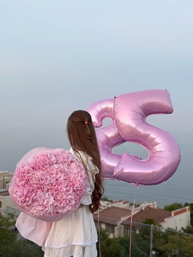 Number Balloons Pearl Pink 15 Balloon 40 inch - Image 5