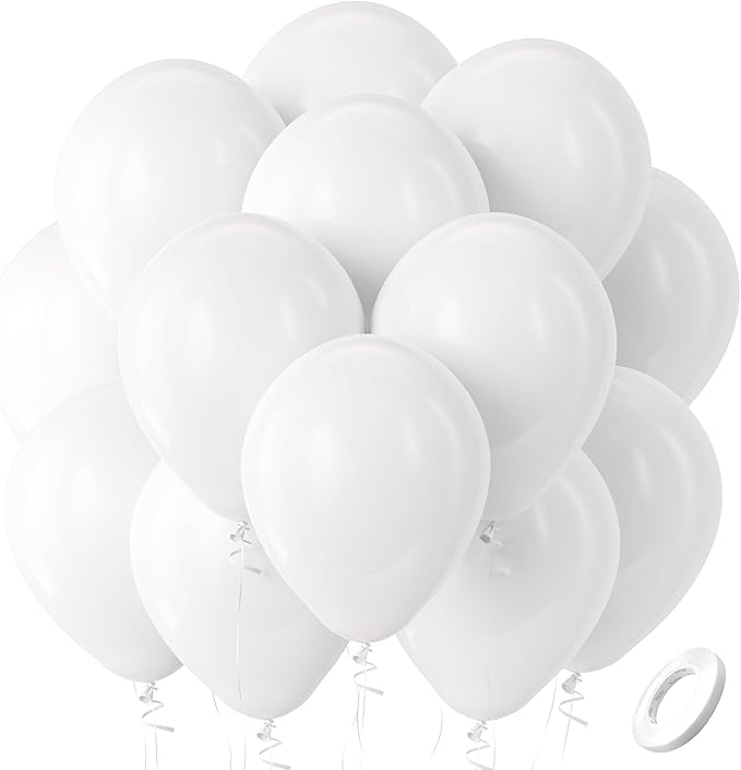 Bezente White Balloons 100 Pack 12 inch Latex Party Birthday Decorations | by Bezente