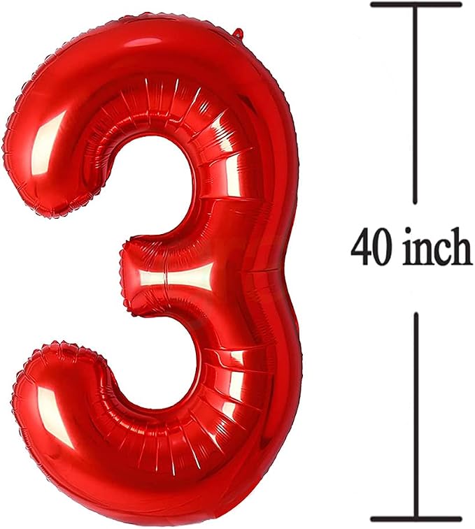 Jonhamwelbor Red 30 Number Balloons Big Giant Foil Balloon - Image 2
