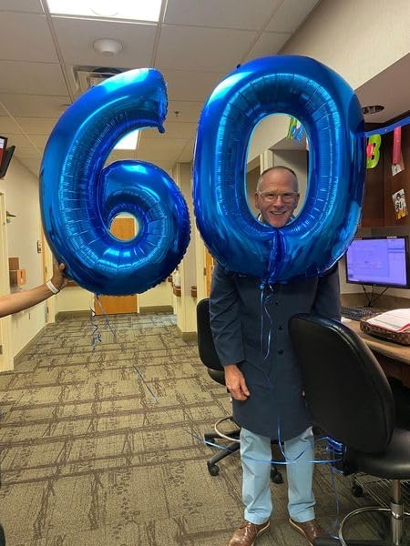 Navy Blue Number 60 Balloon 40 Inch - Image 4