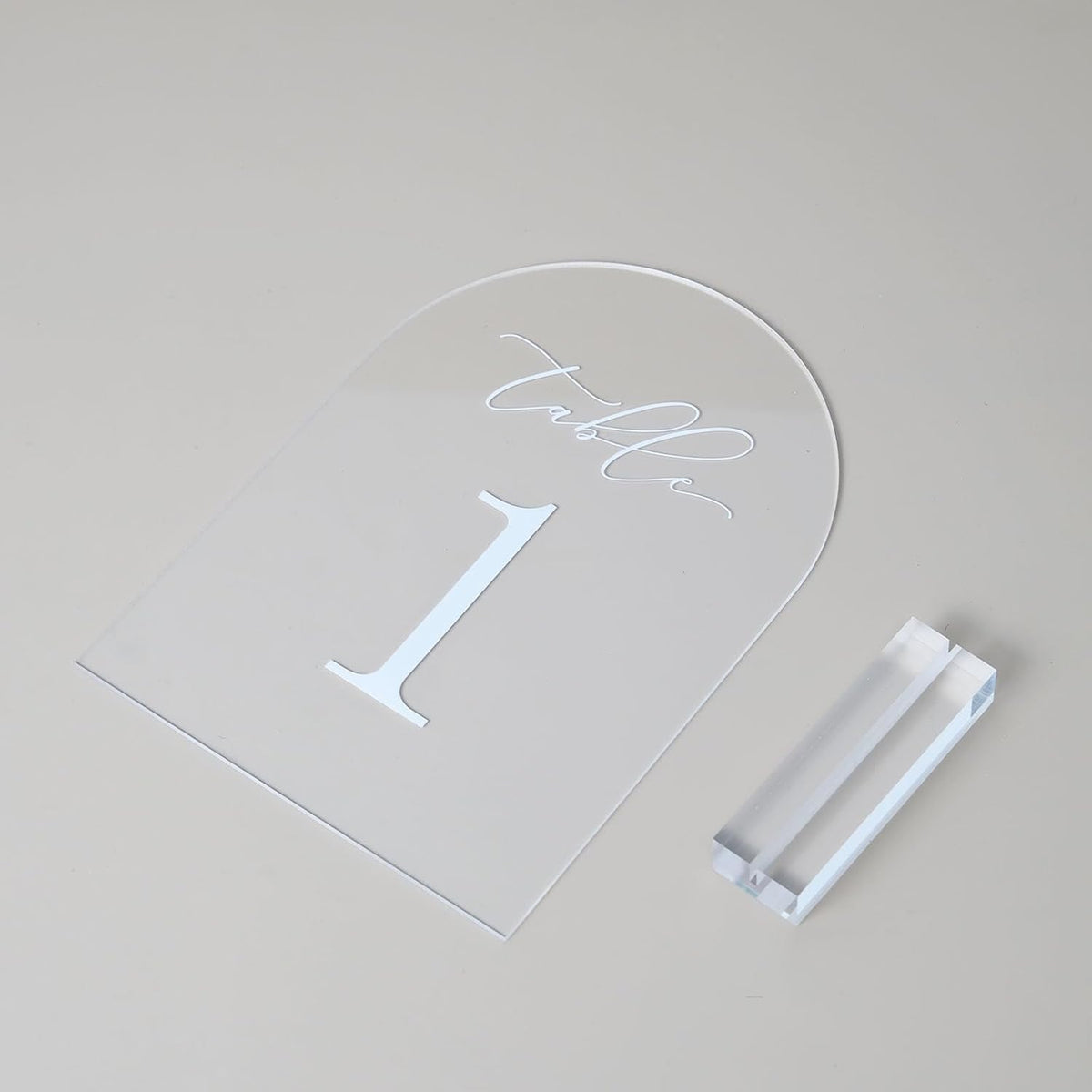 JINMURY Clear Arch Table Numbers for Wedding, 5x7 Inch Arched Acrylic Table Numbers 1-10 with Stands, Clear Acrylic Arch Sign with Holder for Centerpiece, Reception, Wedding, Party, Event