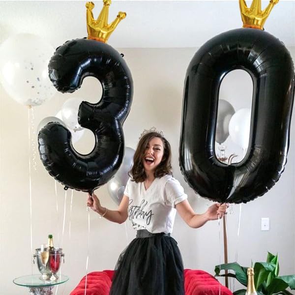 3rd Birthday Number Balloons for Girls, 40 Inch Black Foil Number Balloons - Image 4