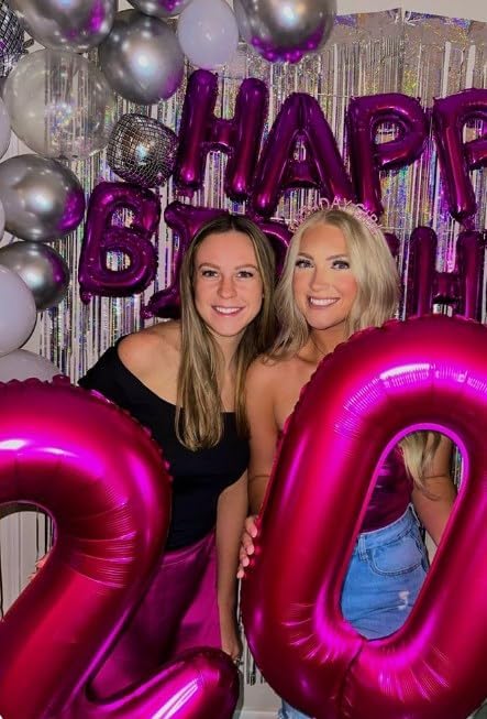 Hot Pink 40 Inch 0 Number Balloons, 0 Decorations for 10 20 30 40 50 60 70 80 90 100Birthday, Foil Giant Birthday Graduations Anniversary Party Balloons