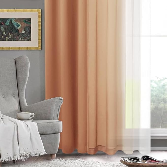 DWCN Faux Linen Ombre Sheer Curtains - Image 8