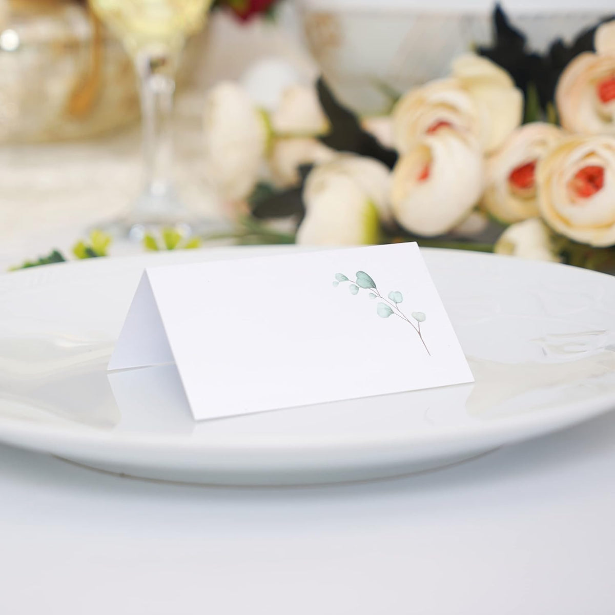 Watercolor Place Cards for Wedding or Party, Seating Place Cards for Tables, Scored for Easy Folding, 100 Pack, 2 x 3.5 Inches