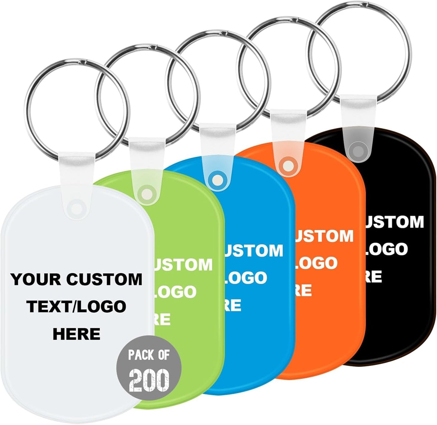 Custom Oval Soft Keychains 200 Pack, Personalized Logo, Text Bulk - Perfect for Tradeshows, Party Favors, Campaign Gifts - Customizable Key Tags