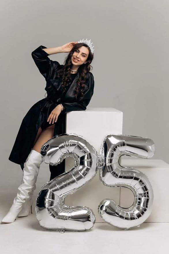 15 Balloon Number 40 Inch Silver Balloons - Image 3