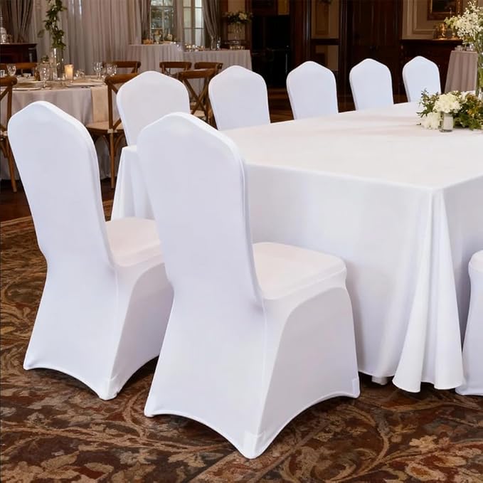 100 White Washable and Removable Universal Wedding Banquet Chair Covers - Image 6
