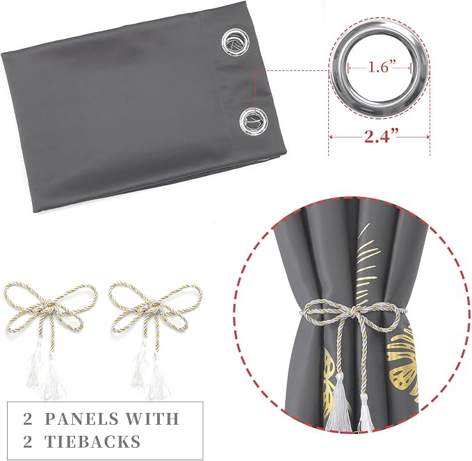 Dark Grey Blackout Curtains & Drapes 84 Inch Length 2 Panels Set - Image 4