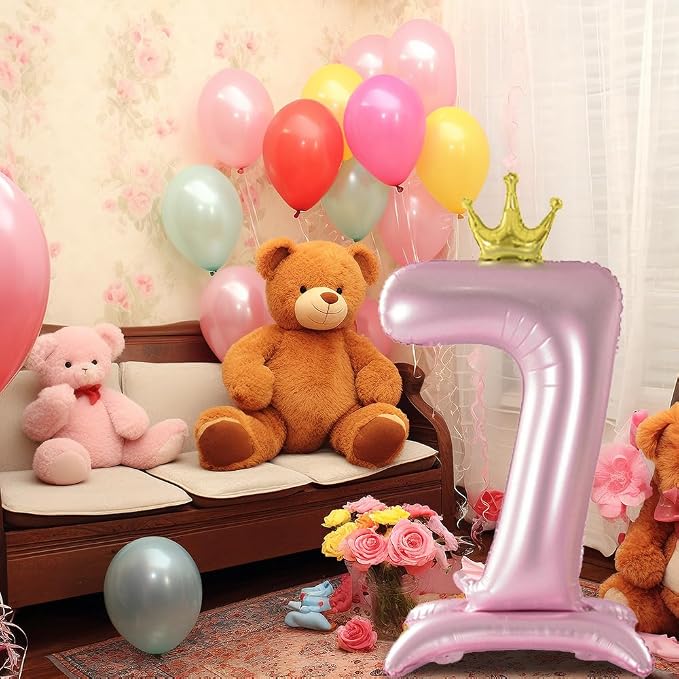 42 Inch Crown Pink Number Balloon, Number 2 Balloon - Image 3