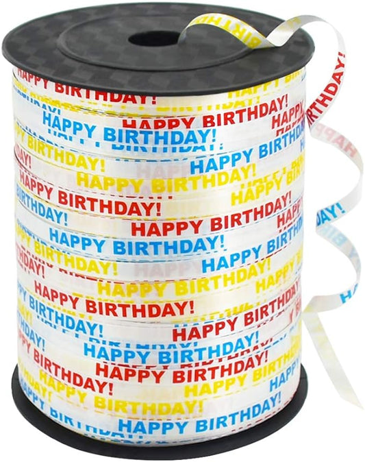 BEISHIDA 500 Yards Happy Birthday Printed Crimped Curling Ribbon Balloon String by Beishida