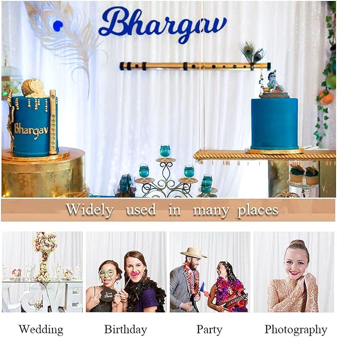 ShinyBeauty Glitter Backdrop White Sequin Curtain Photo Backdrops Shimmer Wall - Image 6