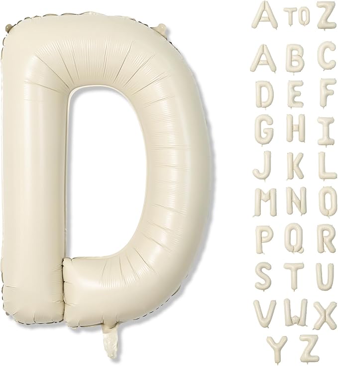 Cream Name Balloon Letters, Large Mylar Helium Alphabet D Custom Balloon Letter by Lingqiang