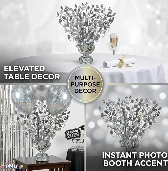 PMU 3 Pcs Silver Graduation Balloon Weights, Graduation Centerpieces - Image 5