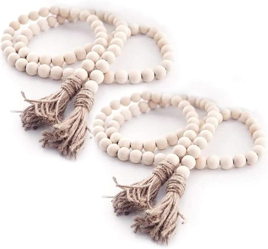 Wood Beads Garland with Tassel by GRBAMBI