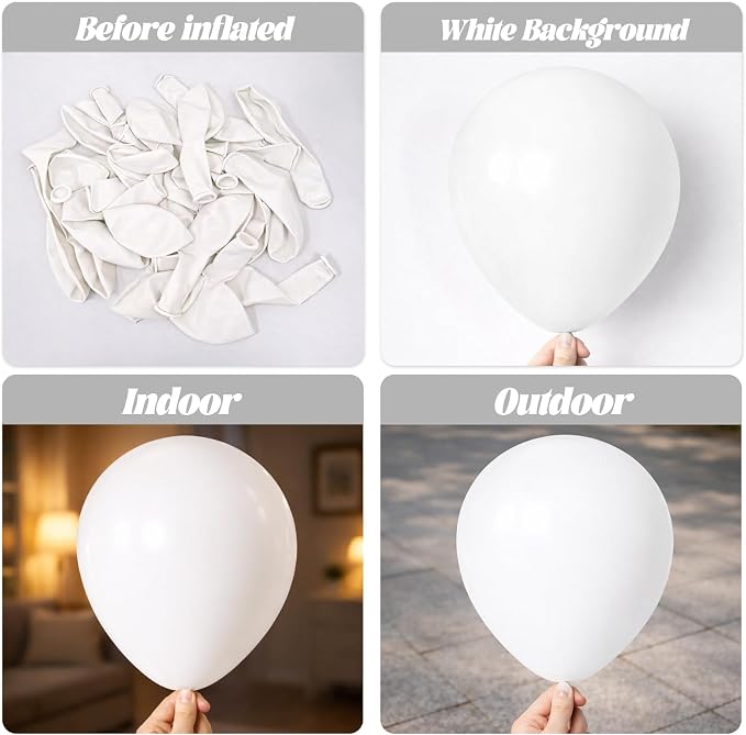 Voircoloria 105pcs White Party Latex Balloons, 12inch | - Image 3
