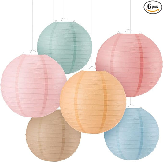 Hortsun 6 Pcs Colorful Hanging Paper Lanterns Party Decorations, Pastel by Hortsun
