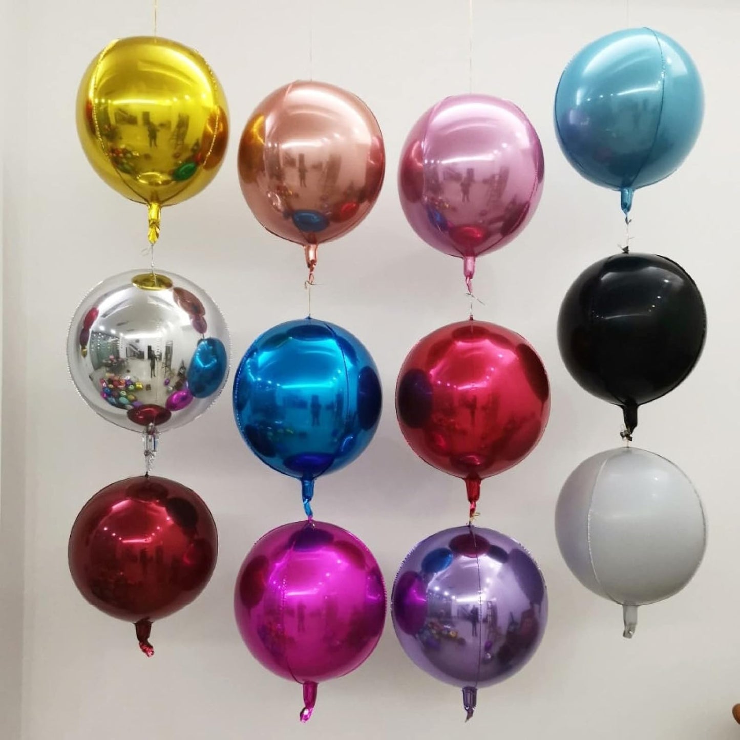6 Pack Hot Pink 22 Inch 4D Foil Balloons Big 360 Degree Round Sephere Mylar Balloons Mirror Finish Metallic Balloons for Wedding,Birthday,Bachelorette,Baby Shower Decorations Party Supplies