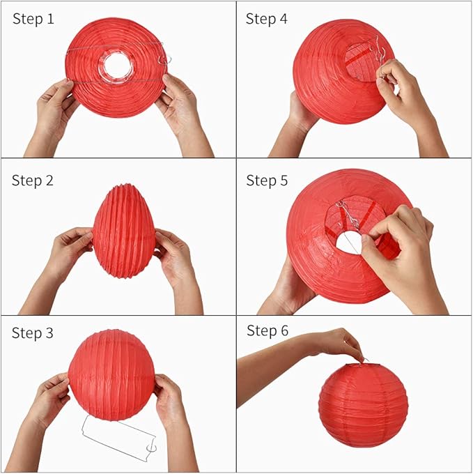 BEISHIDA Red Blue White Paper Lanterns 4/6/8/10/12 Inch Round Chinese Lamp | - Image 3
