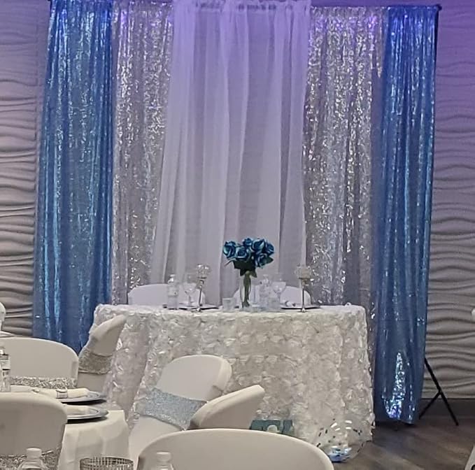 Poise3EHome Baby Blue Sequin Backdrop Curtains, 4 Panels 2FTx8FT Glitter - Image 8
