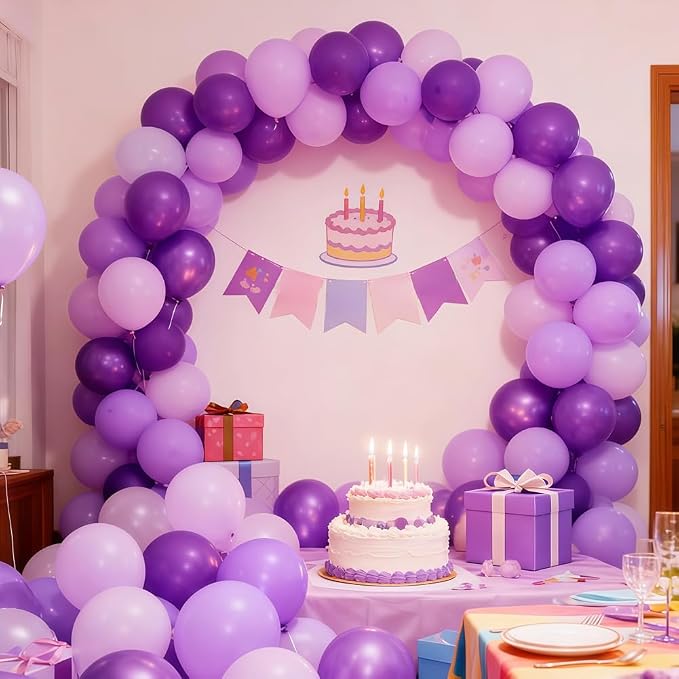 300 Pcs Purple Balloons 5 Inch Metallic Chrome Purple Pastel Macaron Light - Image 5