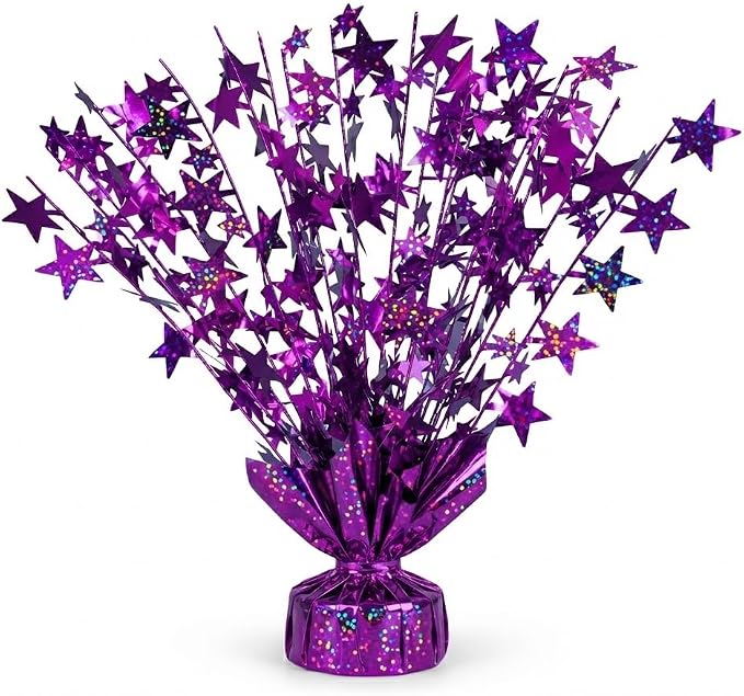 PMU 6 Pack Bursting Star Metallic Foil Spray Centerpiece- Purple Prismatic by PMU