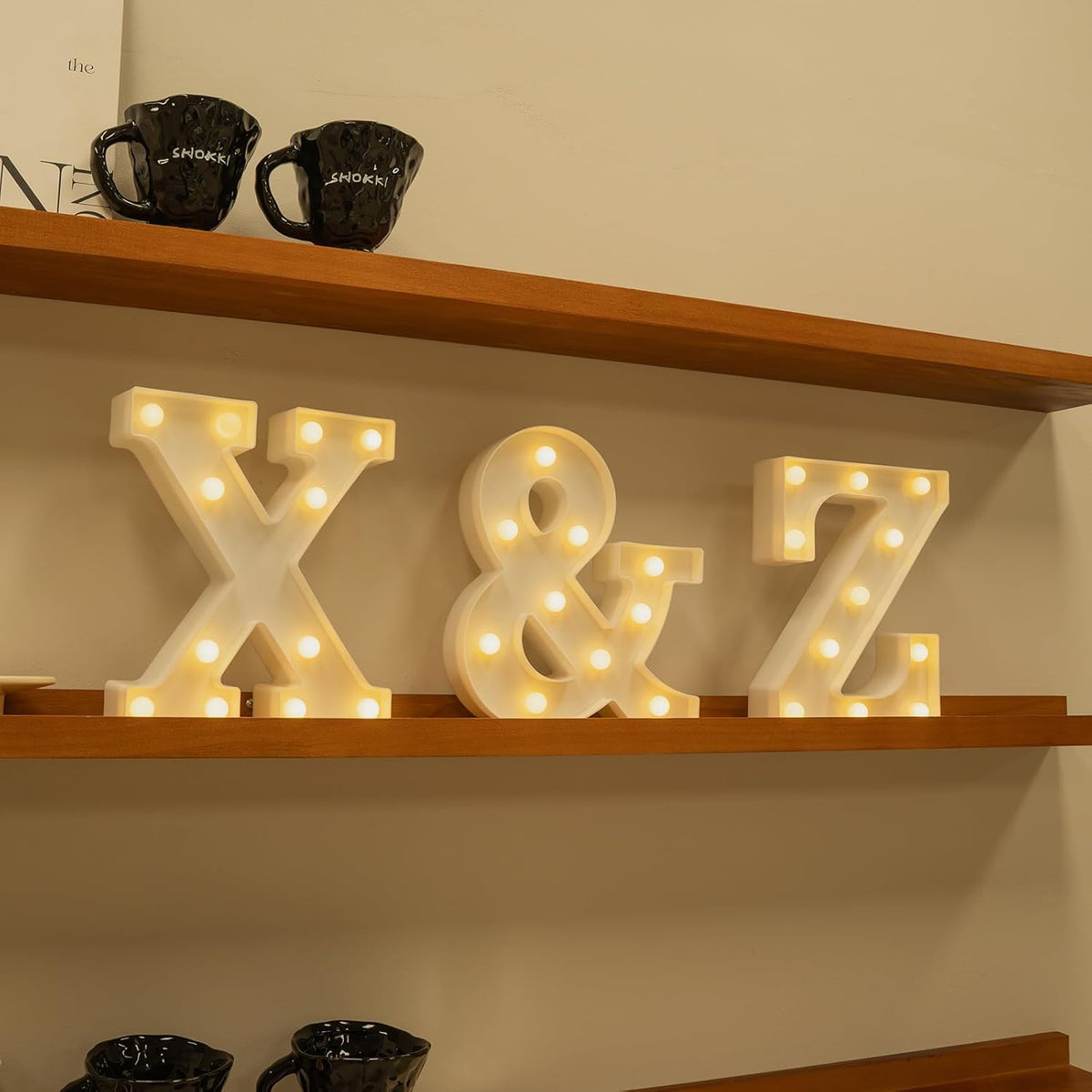 Foaky Rechargeable LED Letter Lights Sign Marquee Light Up Letters Sign for Night Light Wedding/Birthday Party Christmas Lamp Home Bar Decoration (X)