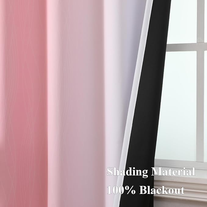 Pink and Greyish White Ombre Blackout Curtains 45 Inch Long - Image 5