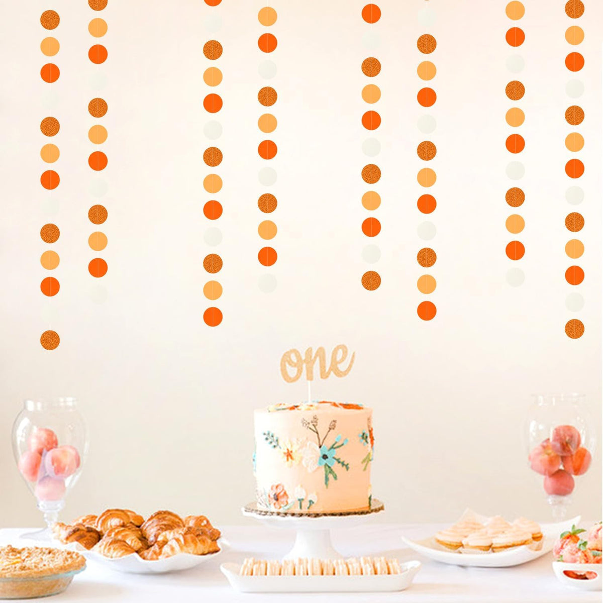 Boho Orange-Beige Baby-Shower Party-Decorations Streamers - 52Ft Neutral Birthday Hanging Paper Garland Banner,Fall Autumn Thanksgiving Rustic Wedding Bridal Classroom Supplies Backdrop Decor Hugtmr