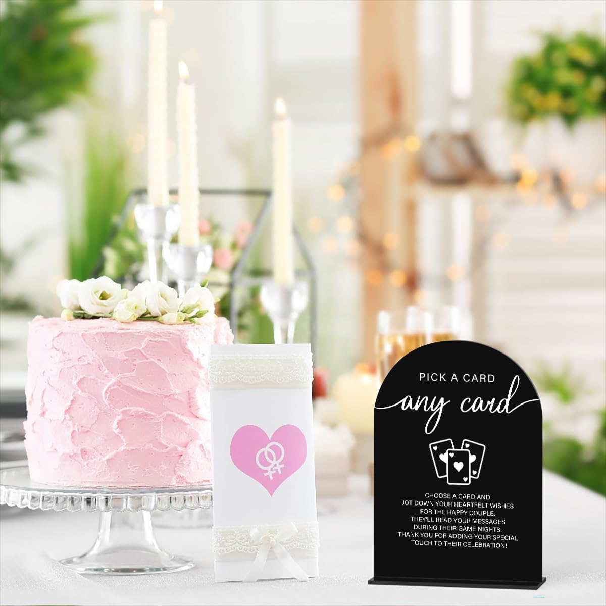 Acrylic Wedding Sign Pick A Card Sign for Wedding Wedding Signs for Ceremony Modern Calligraphy Arch Acrylic Table Top Sign for Wedding Reception and Event Party Table(black）