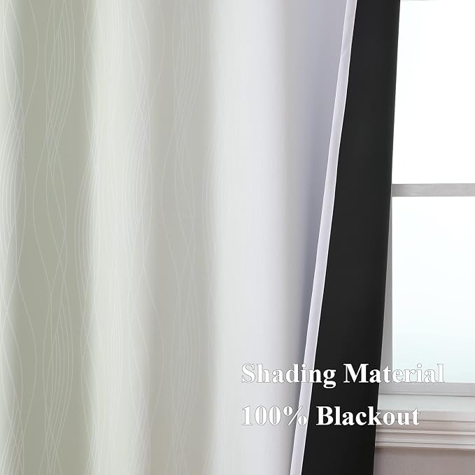 Sage and Grayish White Blackout Curtains 108 Inches Long, Thermal Insulated - Image 5