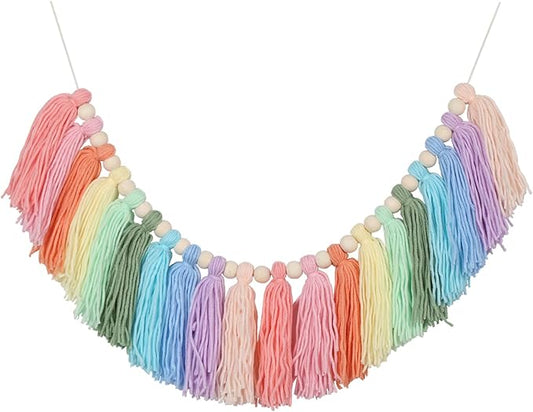 Pastel Rainbow Tassel Garland by XMGZQ