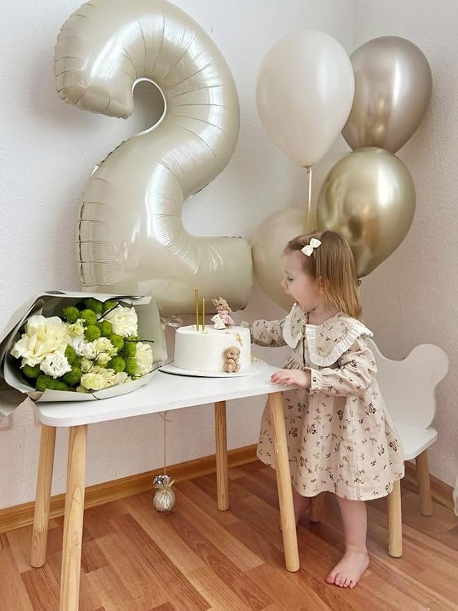2 Balloon Number 40 Inch Cream Balloons - Image 2