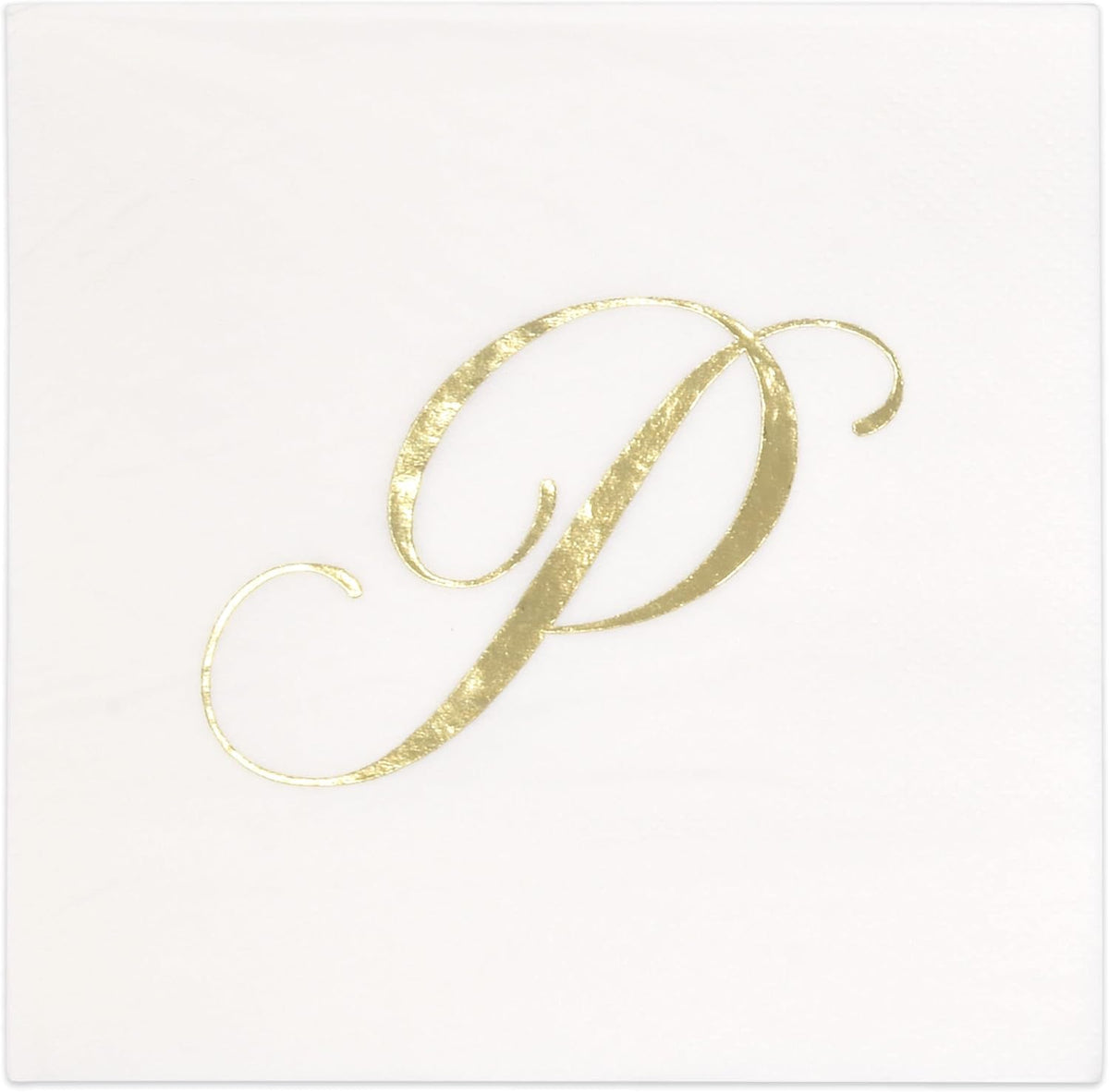 Gift Boutique - 100 Gold Monogram Cocktail Napkins Letter P Disposable Paper Pack Elegant Metallic Golden Foil Hand Napkin for Powder Room Wedding Holiday Birthday Party Baby Shower Decorative Towels