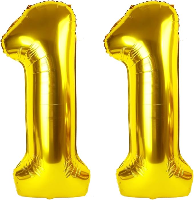 11 Balloon - Gold Birthday Number Balloons, 40 Inch Decorations Men Women | by ALPHADELTAPI