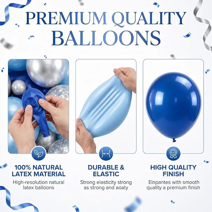 Navy Blue Silver Balloon Stand Kit, 2 Sets - Image 5
