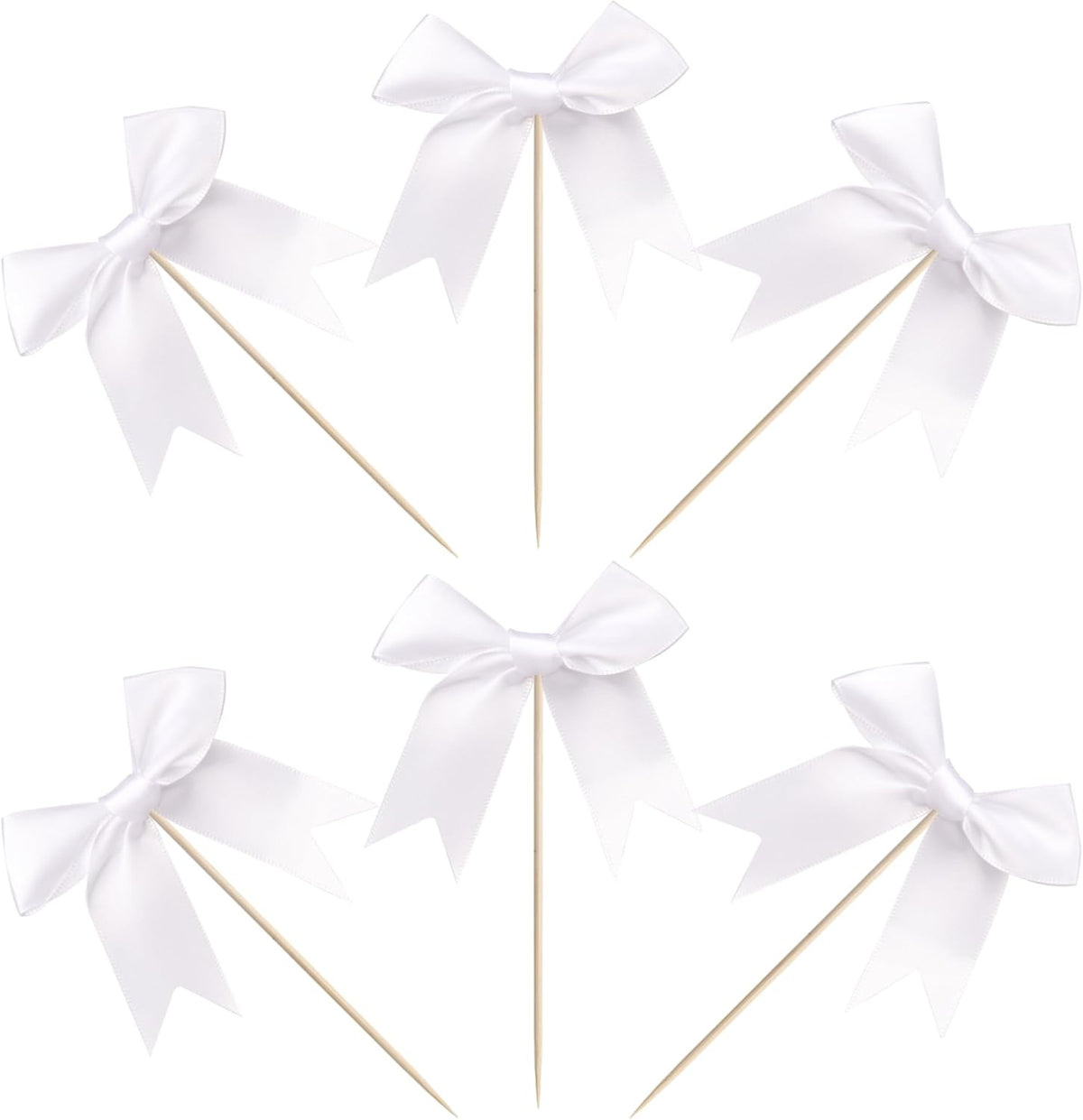 24 PCS Bow Cupcake Toppers Bowknot Cake Toppers Bow Cupcake Picks Bowknot Birthday Party Decorations Bow Cake Dessert Picks for Wedding Bridal Engagement Baby Shower Birthday Party Supplies White