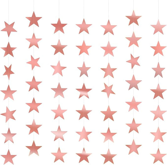 Star Garland, Rose Gold Star Garland Banner by ChicQuench