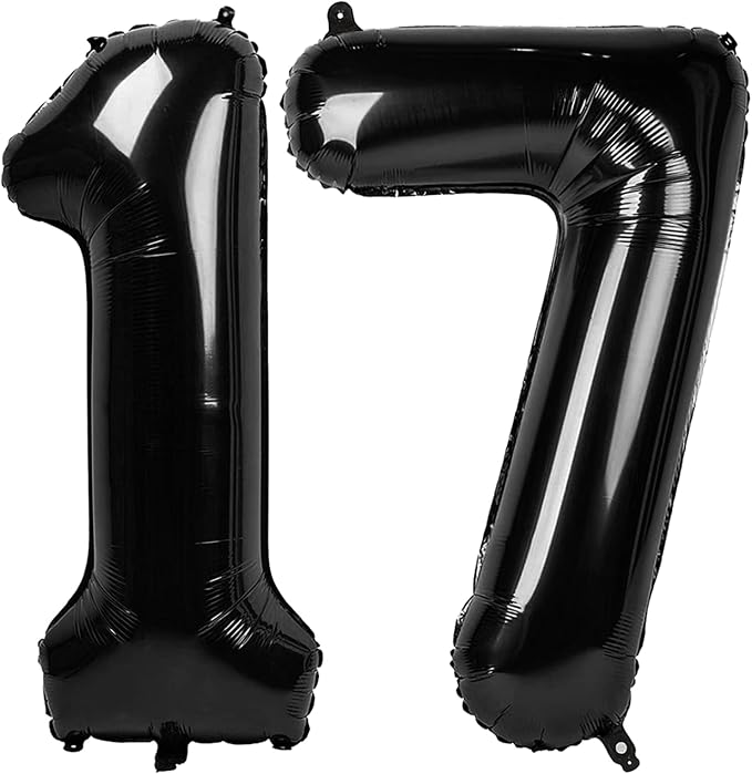 Numbers 16 Balloon 40Inch Black Balloons by Argthjy