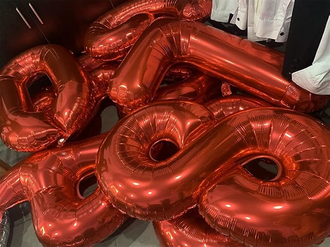 1pc Red 8 Number Balloon, 32 inches, Self Sealing, Birthday Decoration Supplies - Image 5