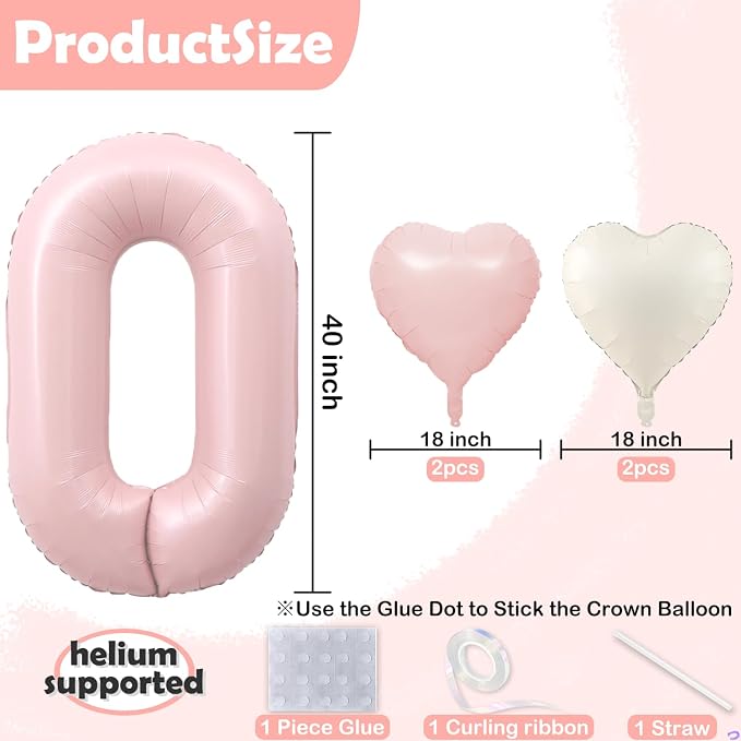 Pink 7 Balloon Number Pastel Pink 7th Birthday Party Decorations - Image 2