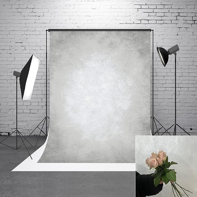 8x10ft Grey Portrait Photography Backdrops Solid Texture Abstract Photo by HMTFOTO