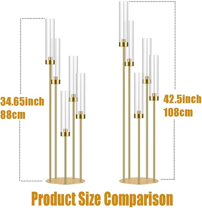 42.5in Gold Candle Holders for Table Centerpiece Candelabra Candlestick Holders - Image 6