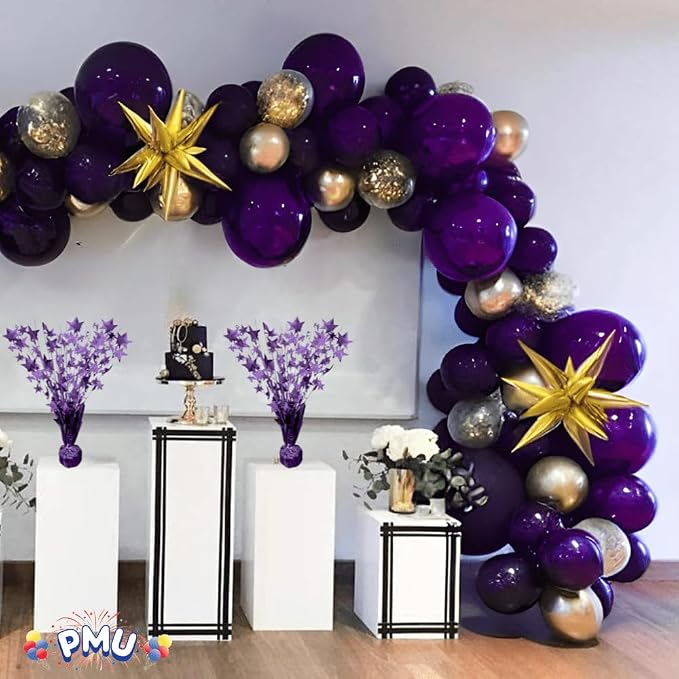PMU 6 Pack Bursting Star Metallic Foil Spray Centerpiece- Purple Prismatic - Image 2