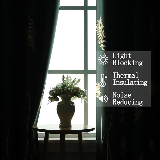 Green Blackout Curtains for Living Room 90 Inches Long, Room Darkening Energy - Image 6