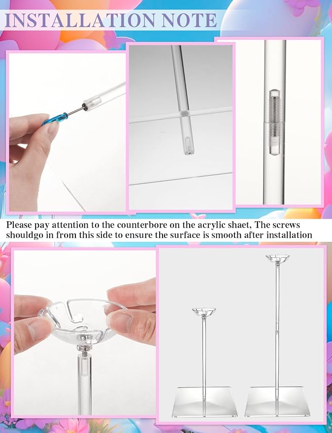 Clear Acrylic Balloon Stand Kit, 5 Pack, 23.6 Inch | Reusable Balloon Sticks - Image 5