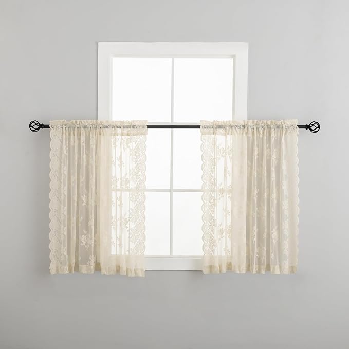 Kotile Short Beige Lace Curtains - Image 8