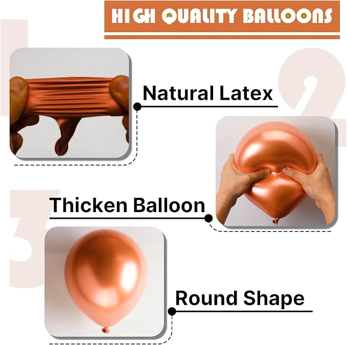 PartyWoo Rose Gold Balloons 100pcs Metallic Chrome Rose Gold Color | 12 Inch - Image 7